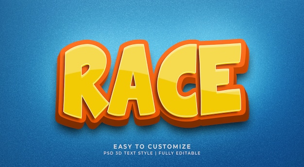 Race 3d text style effect mockup