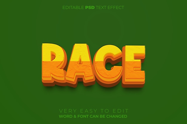 Race editable 3d text effect