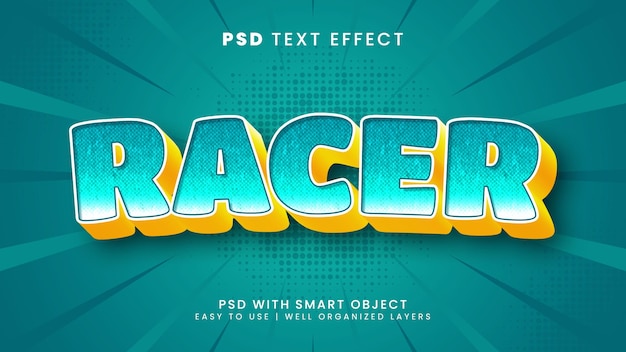 Racer editable text effect in speed and sport text style