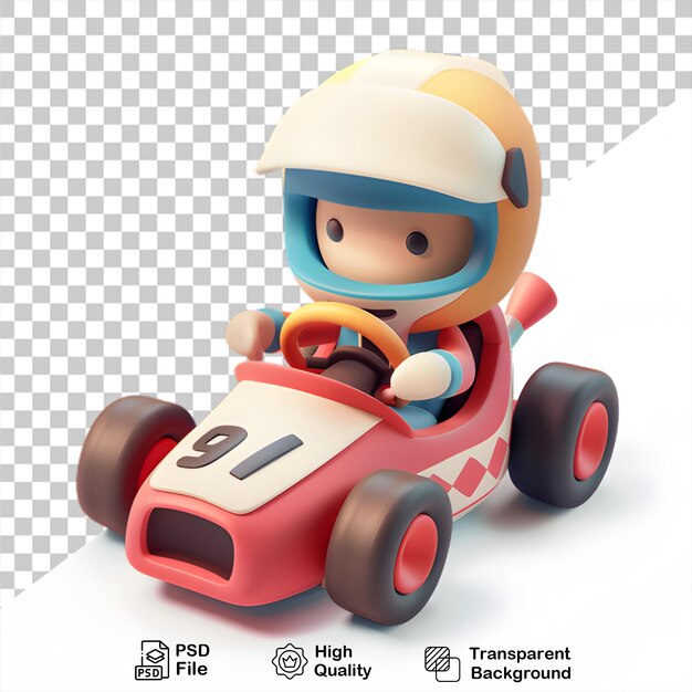 PSD a racing car with a helmet on the front cartoon character no background