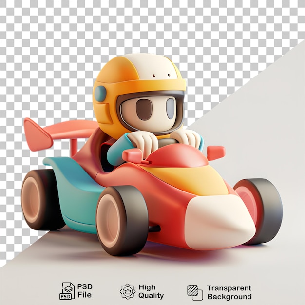 PSD a racing car with a helmet on the front no background