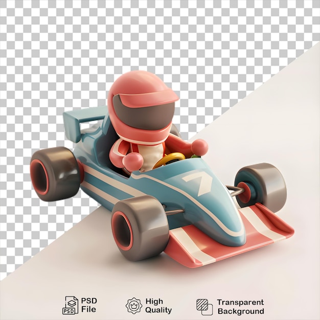 PSD a racing car with a helmet on the front no background