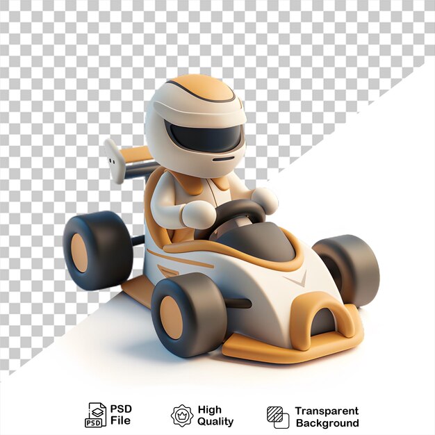 PSD a racing car with a helmet on the front no background