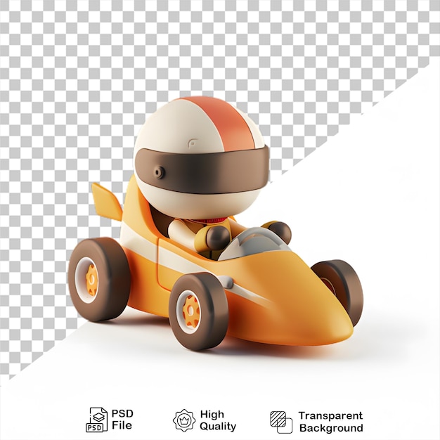 A racing car with a helmet on the front no background