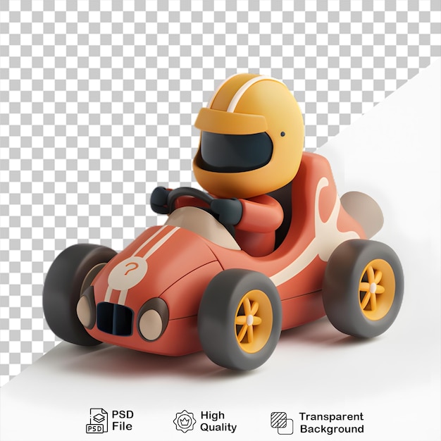 A racing car with a helmet on the front no background