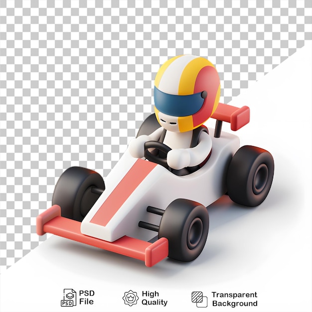 A racing car with a helmet on the front no background