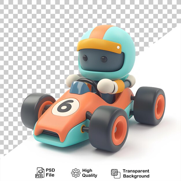 A racing car with a helmet on the front no background