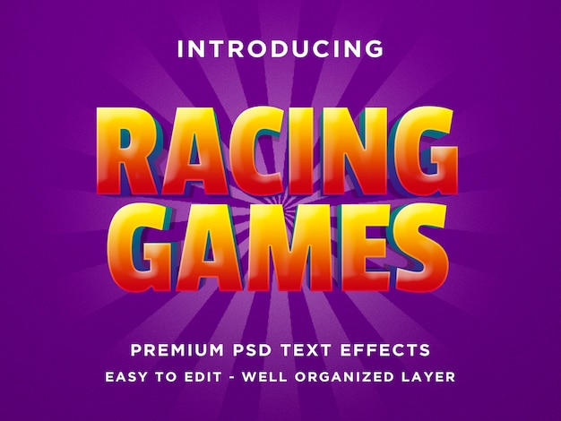 PSD racing games - 3d text effect psd template