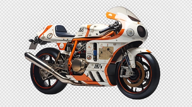 PSD moto da corsa isolata su sfondo trasparente moto sport vista laterale generativa ai