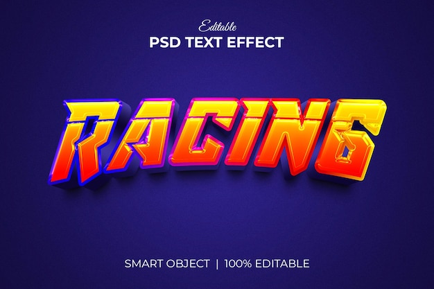 Racing team logo 3d editable text effect mockup premium psd