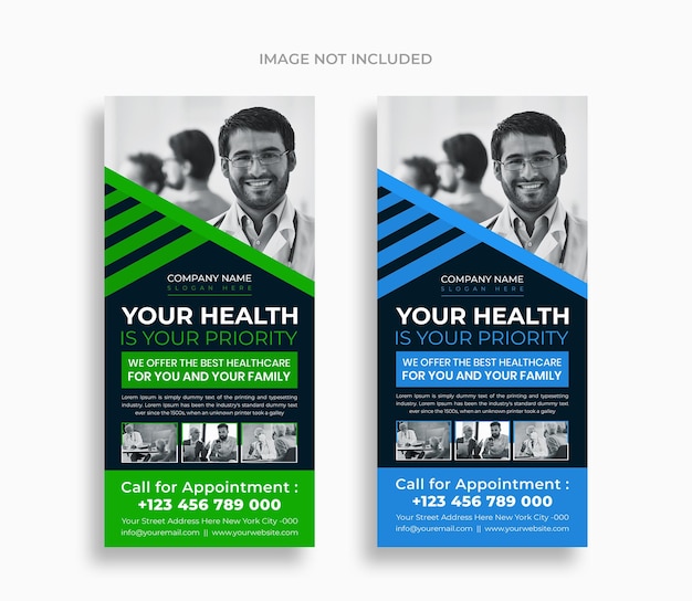 PSD rack card template dl flyer design for medical health company