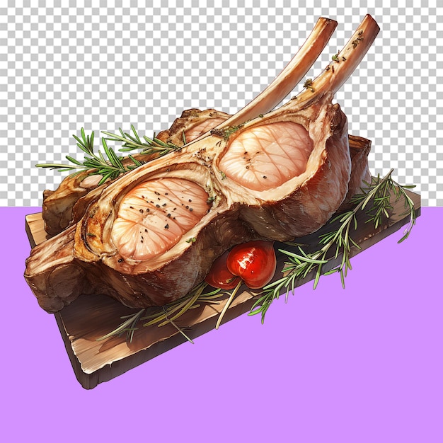 A rack of lamb isolated object transparent background