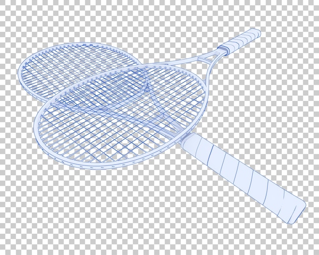 Racket op transparante achtergrond 3D-rendering illustratie