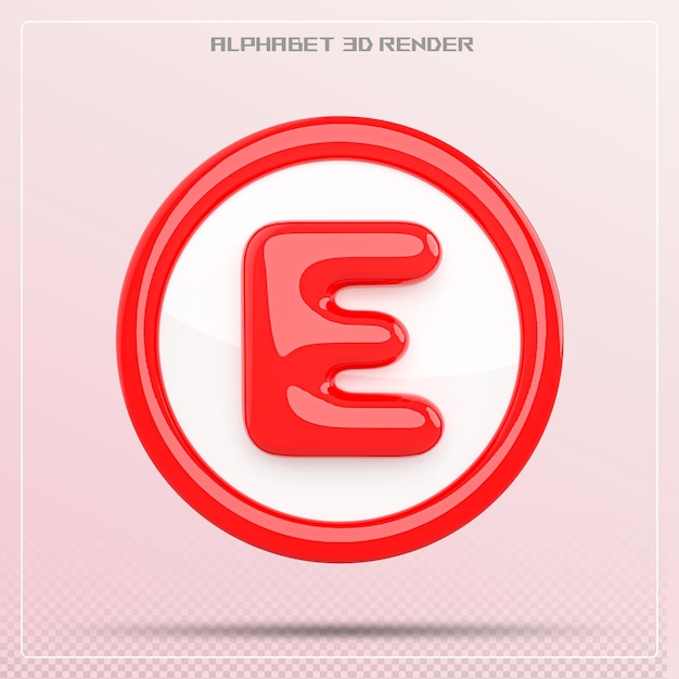 PSD rad letter e font alphabet 3d render