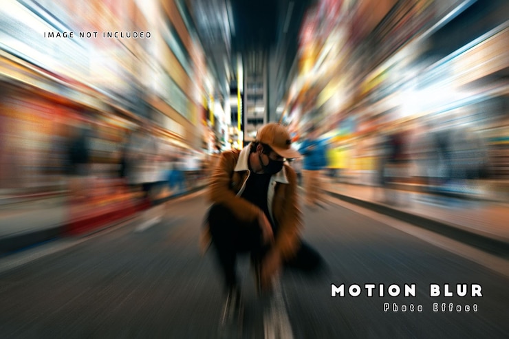 PSD radial path motion blur photo effect mockup template