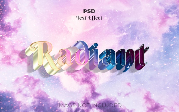 Radiant 3d text effect style psd editable layer