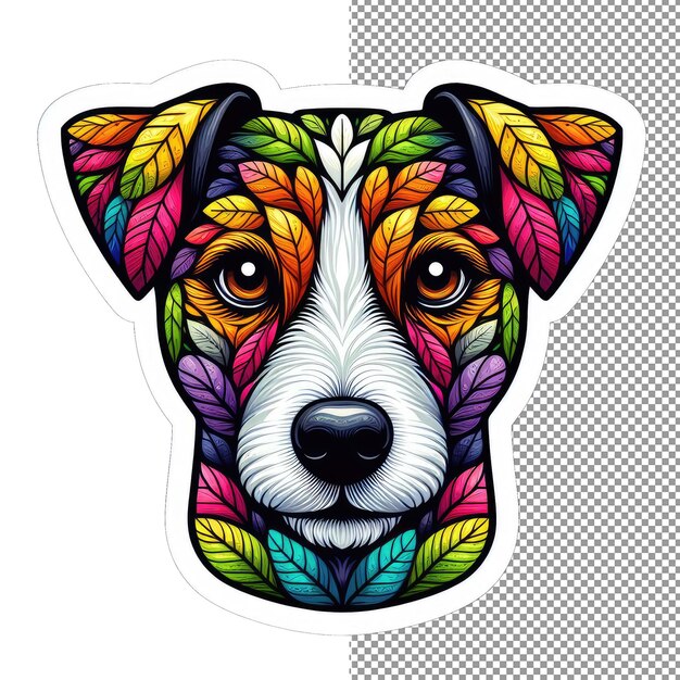 PSD radiant bark isolated dog face sticker grace op de achtergrond van png