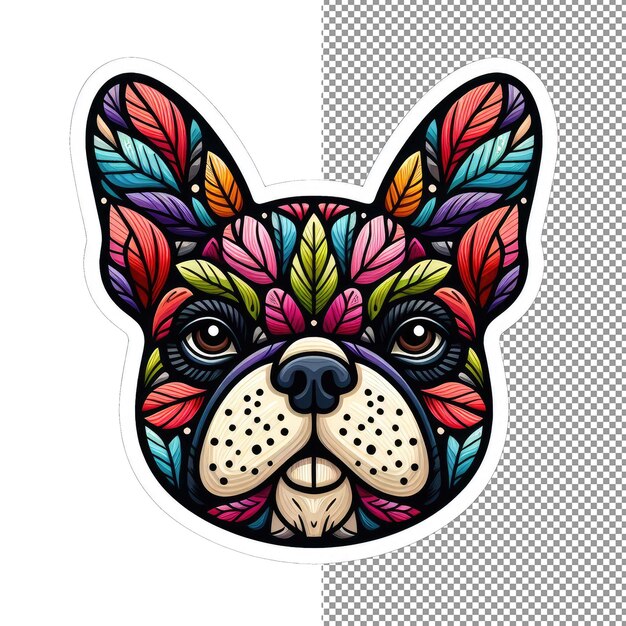 PSD radiant bark isolated dog face sticker grace on png background