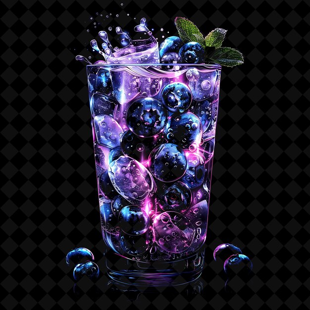 Premium PSD Radiant blueberry mojito with muddled mint leaves and