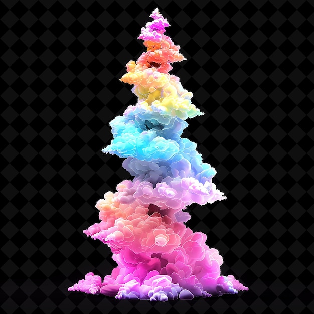 PSD radiant candyfloss tower stacked with fragmented candyfloss neon color food drink y2k collection