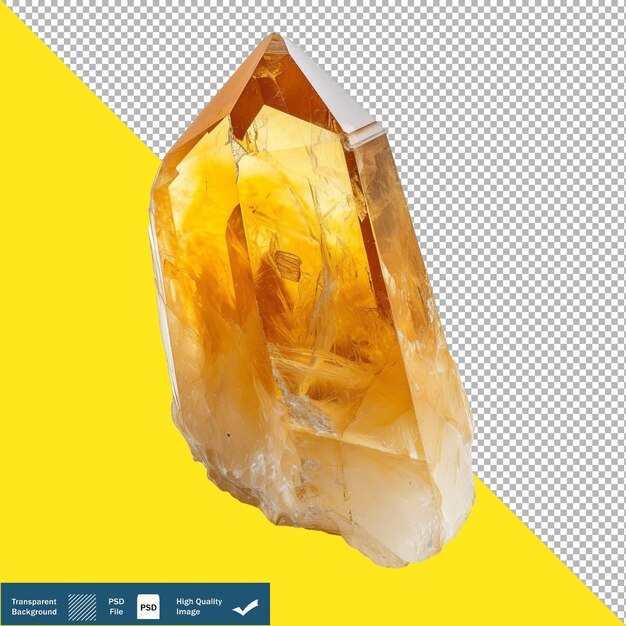 Radiant citrine crystal isolated on white background