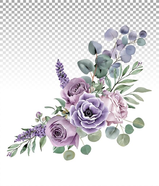 PSD radiant eucalyptus and lavender watercolor composition