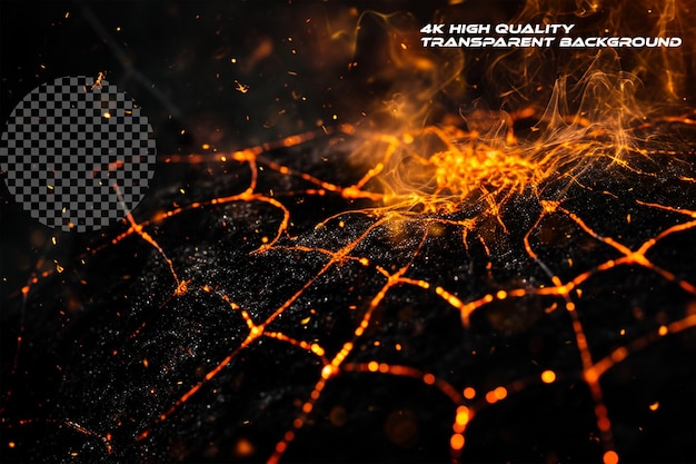 PSD radiant fireinfused spider net with dynamic dust transparent background
