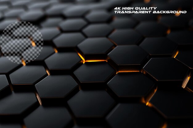 PSD radiant hexagonal technology abstract on a transparent background