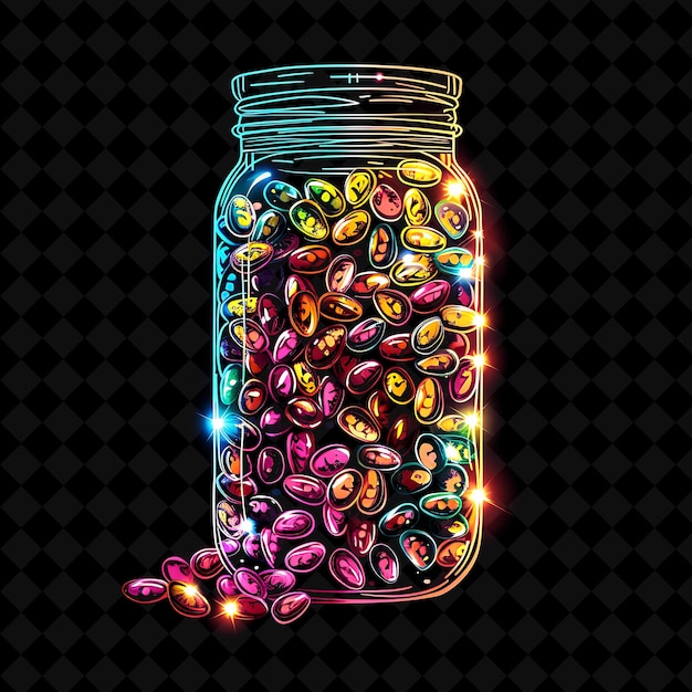 PSD radiant jelly bean jar filled with fragmented jelly beans sh neon color food drink y2k collection