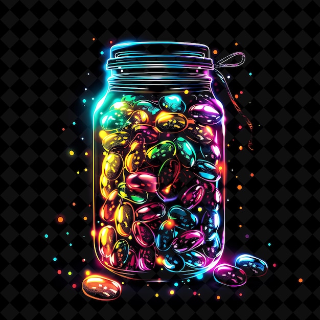 PSD radiant jelly bean jar gevuld met gefragmenteerde jelly beans sh neon color food drink y2k collection