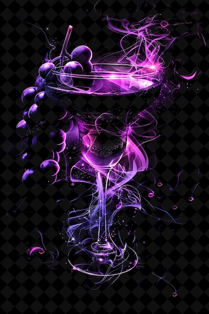 PSD radiant purple cosmopolitan with swirling layers grape clust neon color food drink y2k collection