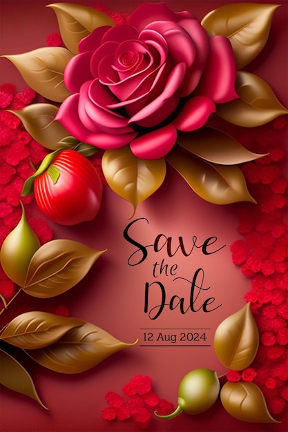 PSD radiant red roses elegance savethedate starlit night and radiant roses wedding invitation design sta