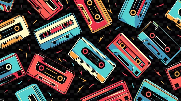 PSD radiant retro cassette tapes overlapping cassette tape shape y2k texture shape background decor art