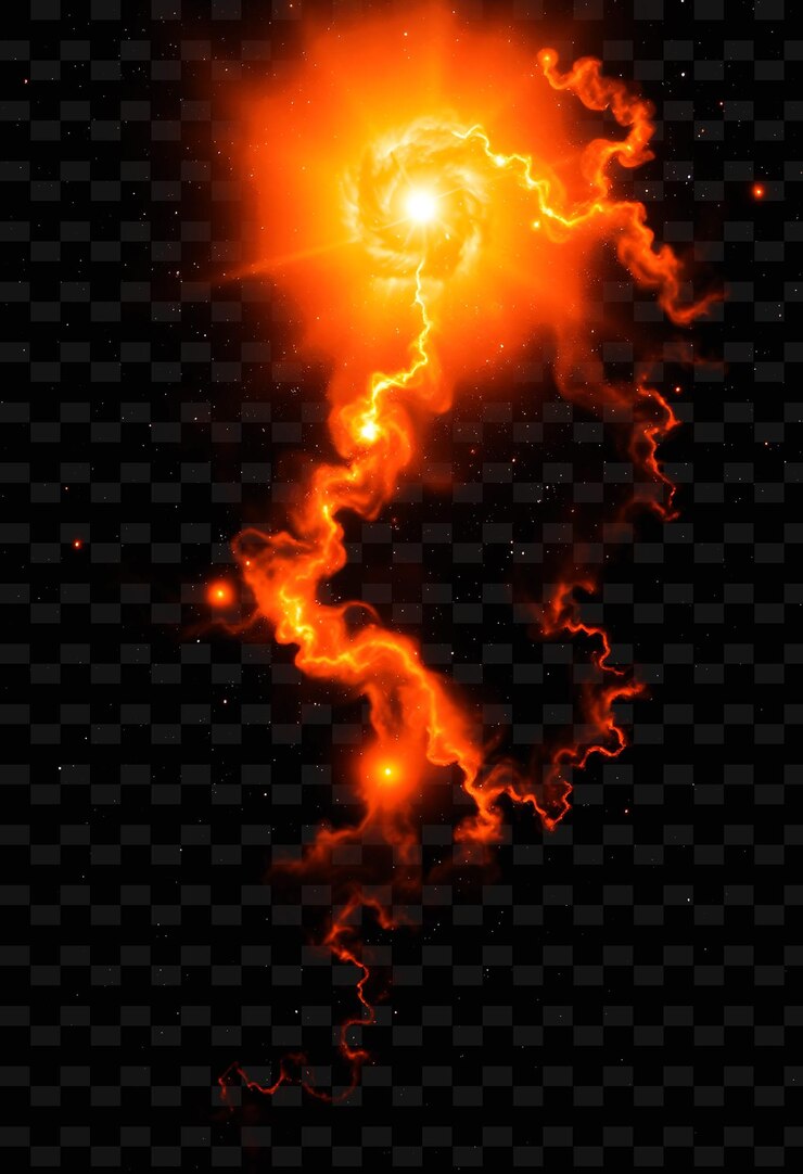 PSD radiant saffron nebula ablaze with the light of distant supernovae evokes a s png neon backgrounde