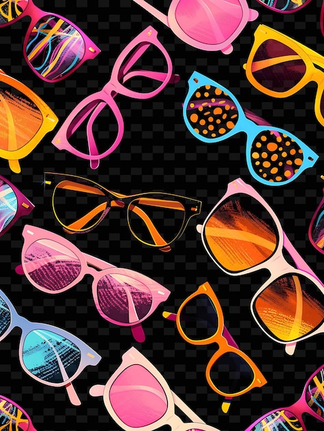 PSD occhiali da sole radianti e accessori retrò scattered sunglasse y2k texture shape background decor art