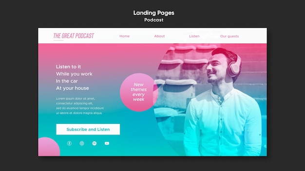 PSD radio podcast landing page template