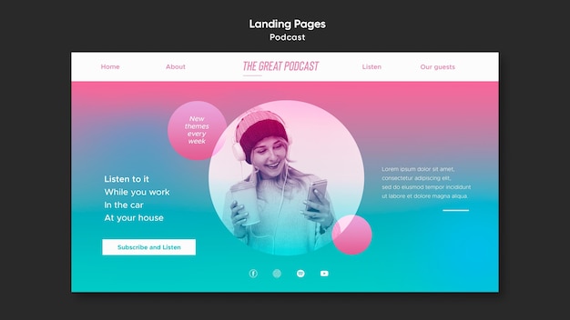 PSD radio podcast template landing page