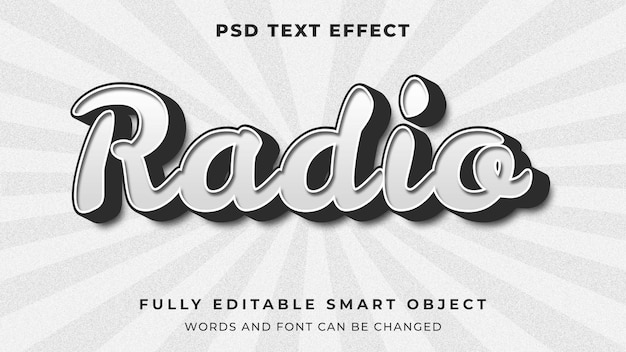 radio retro vintage zwart-wit grafische stijl bewerkbaar teksteffect