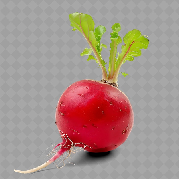 A radish with a green leaf on top of it