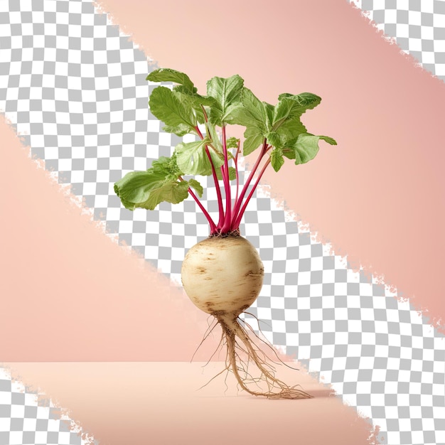 PSD a radish with leaves on top transparent background