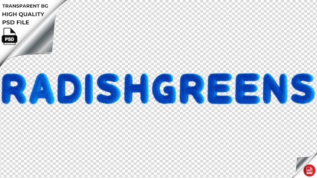 Radishgreens typografie blauwe fluffy tekst psd transparant
