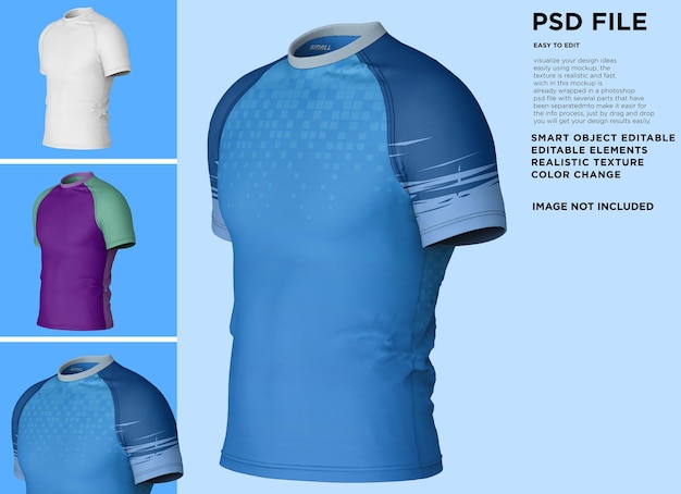 PSD raglan-t-shirt voor heren, mockup met korte mouwen