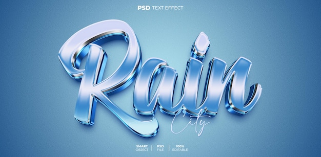 PSD rain 3d editable text effect