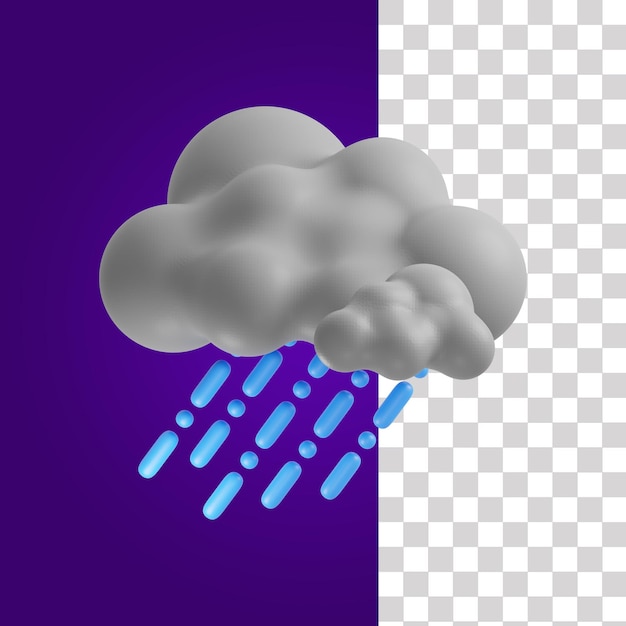 PSD rain 3d icon