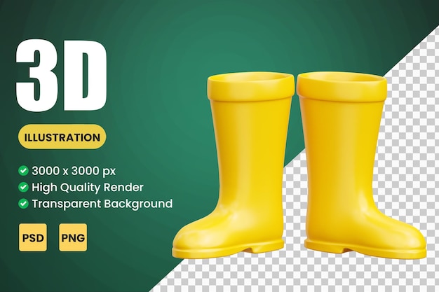 PSD rain boots 3d icon illustrations