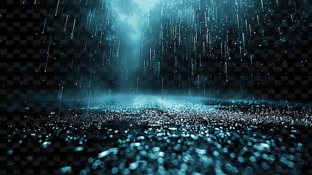 PSD rain in the dark with a blue background