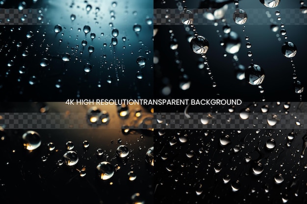 PSD 透明な背景の雨の滴と水のスプラッシュ