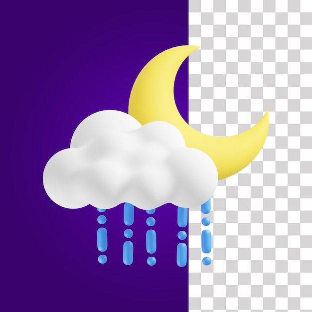 Rain night 3d icon