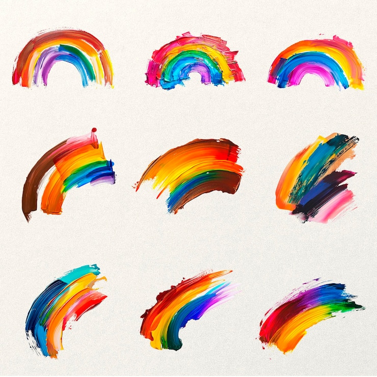 PSD rainbow aesthetic journal collage elementy projektowe zestaw psd