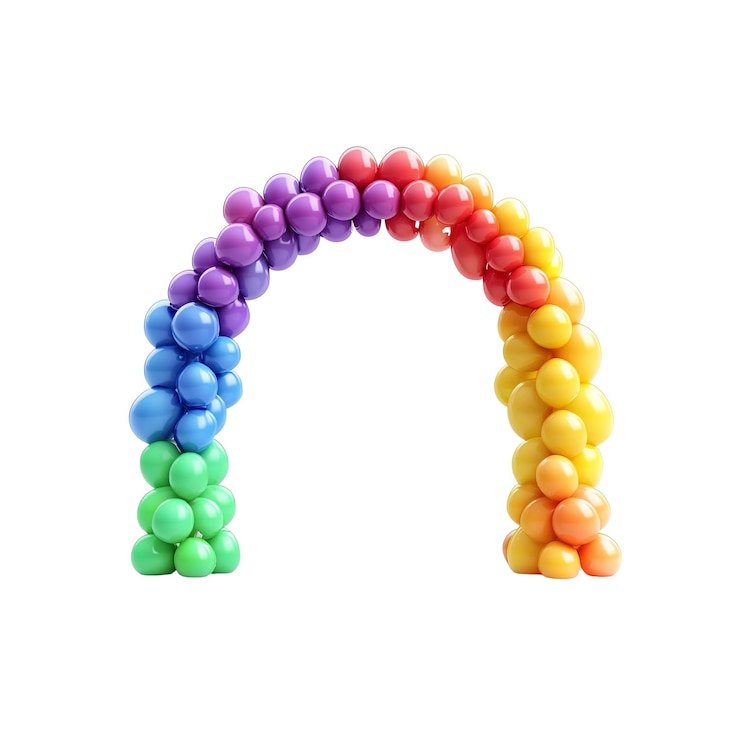 PSD rainbow balloon archway for parties and events
